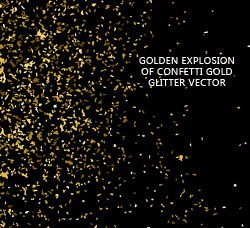 22个矢量的金色散射粒子素材：Golden explosion of confetti gold glitter vector